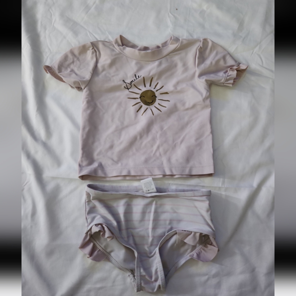 HB infant girl 24m Pink smile bathing suit #NN5